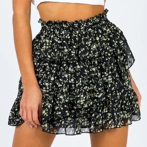 Black mini skirt with flowers